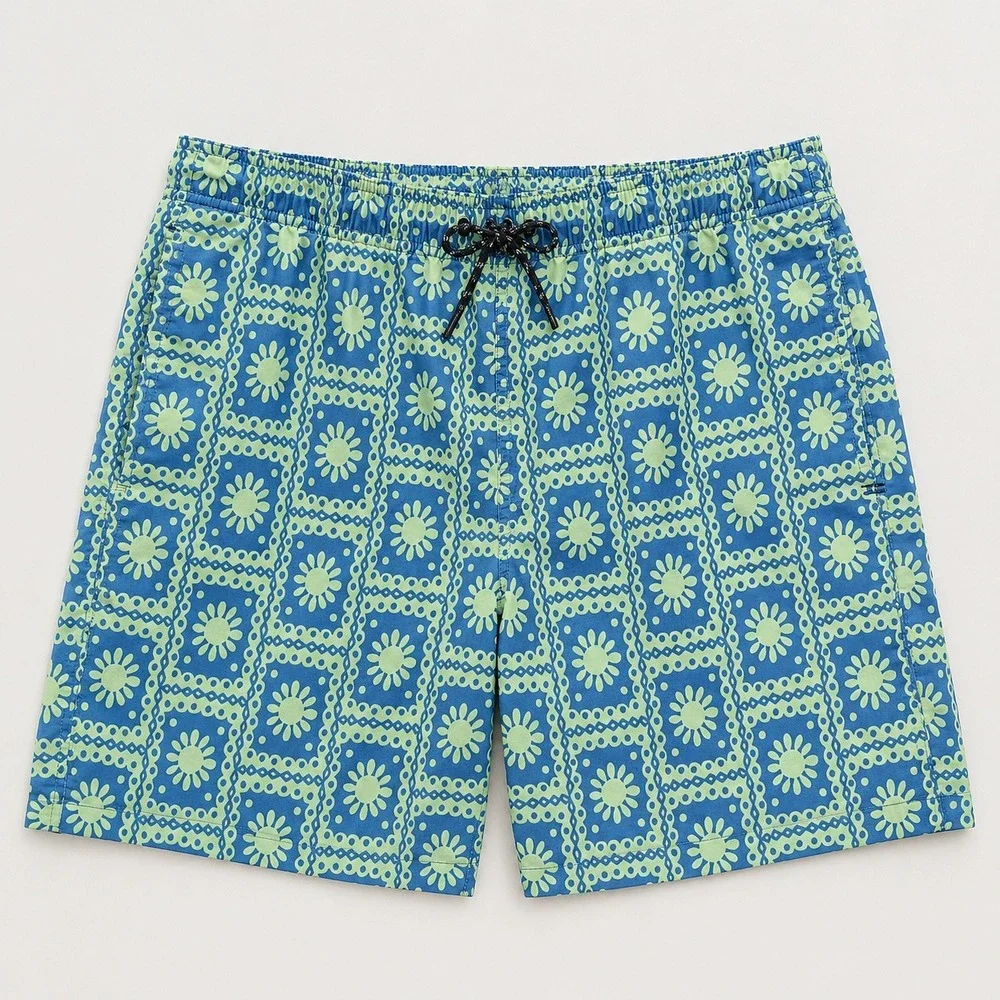 Toad & Co Mens Boundless Pull-On Short XL Blue Green Floral 7